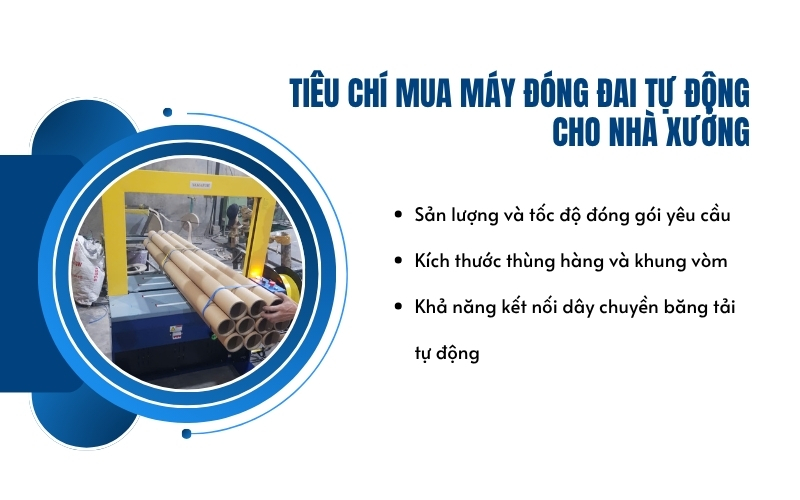 Tiêu chí mua máy đóng đai tự động cho nhà xưởng