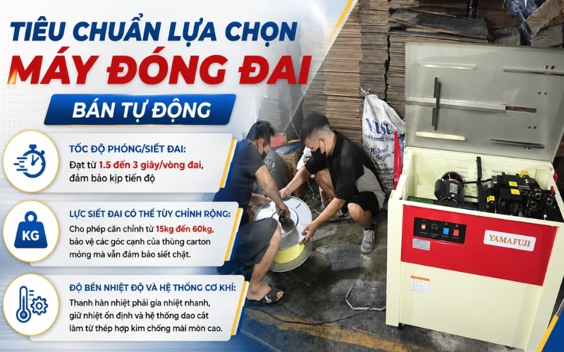 Tiêu chuẩn lựa chọn máy đóng đai bán tự động