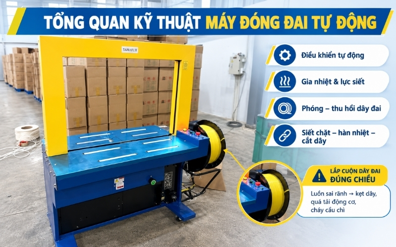 Tổng quan kỹ thuật về máy đóng đai tự động và cấu trúc đường dây