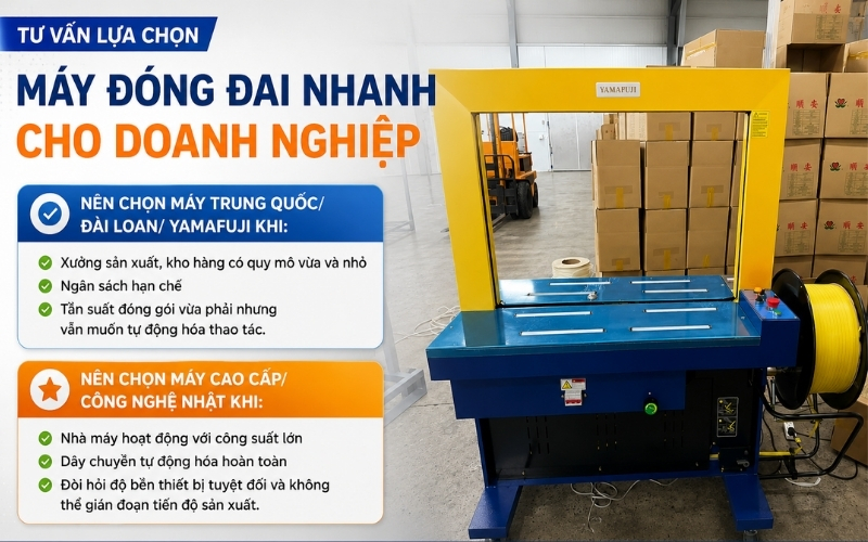Tư vấn lựa chọn máy đóng đai nhanh cho doanh nghiệp