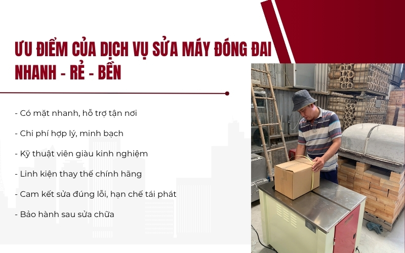 Ưu điểm của dịch vụ sửa máy đóng đai nhanh - rẻ - bền