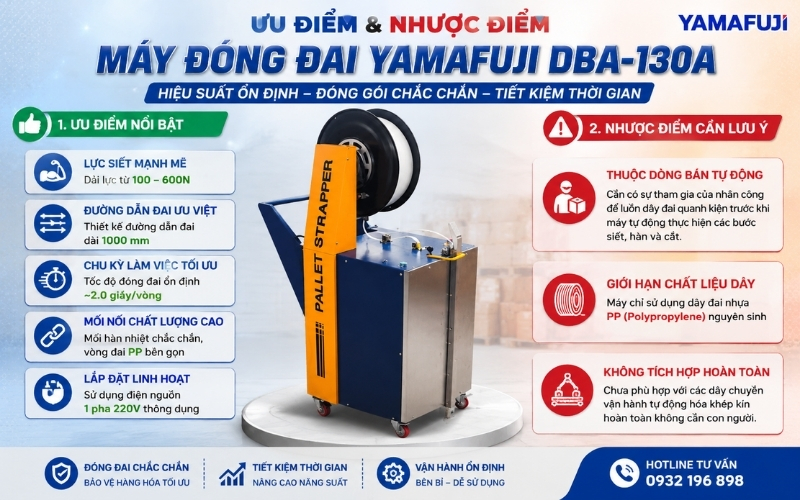 Ưu điểm và nhược điểm máy đóng đai Yamafuji DBA-130A