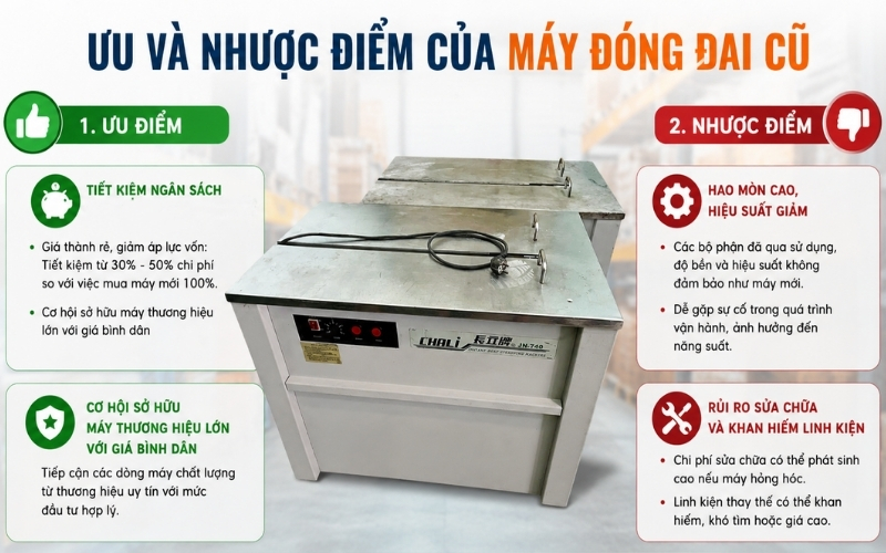 Ưu và nhược điểm của máy đóng đai cũ