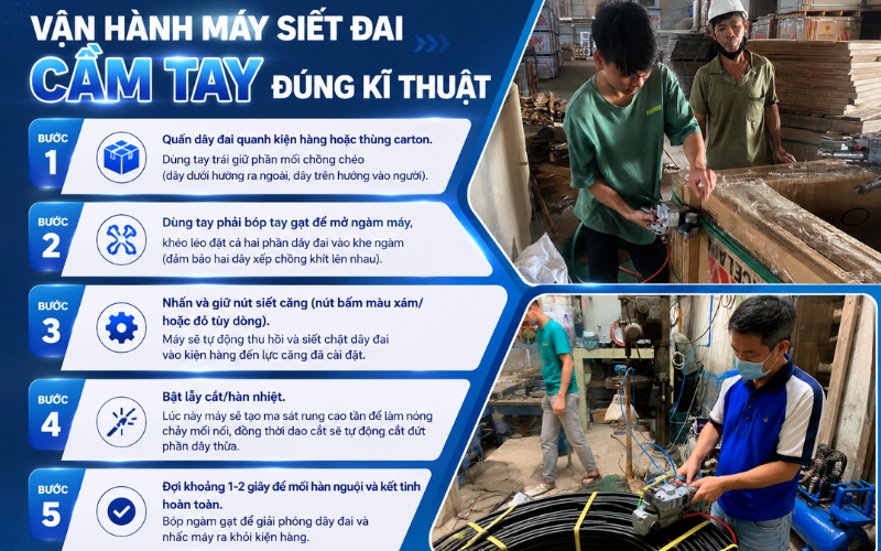 Vận hành máy siết đai cầm tay đúng kĩ thuật