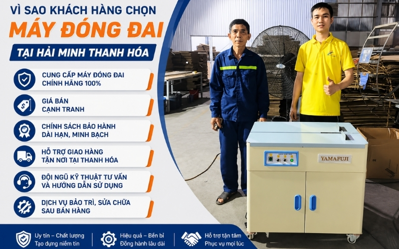 Vì sao khách hàng chọn máy đóng đai tại Hải Minh Thanh Hóa