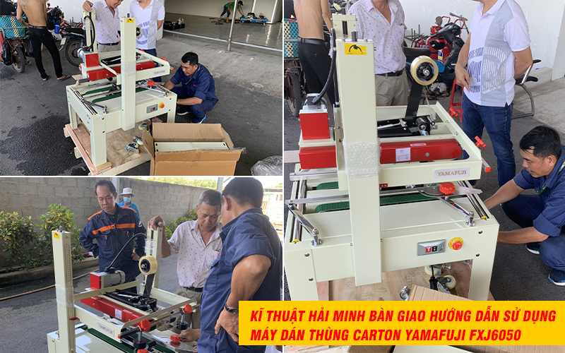bàn giao Máy dán thùng Carton Yamafuji FXJ6050