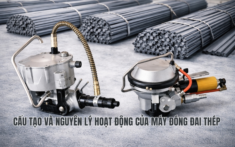 Cấu tạo và nguyên lý hoạt động của máy đóng đai thép