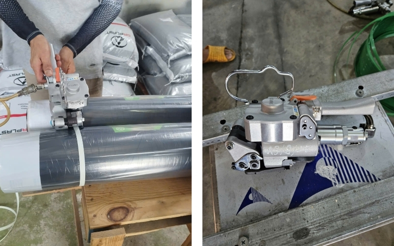 Khách hàng sử dụng máy đóng dây đai nhựa Yamafu​ji A25