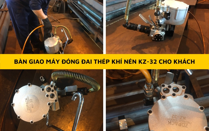 Máy đóng đai thép dùng khí nén 3 trong 1 KZ-32