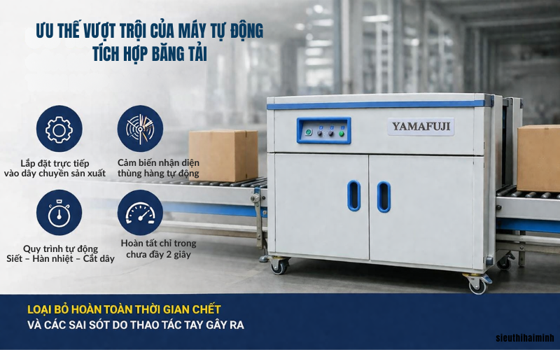 Ưu thế vượt trội của máy tự động tích hợp băng tải