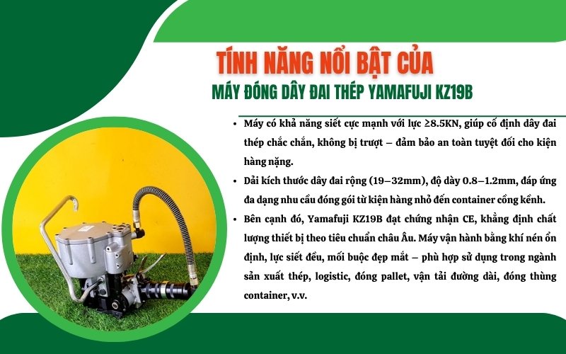Tính năng nổi bật của máy đóng dây đai Yamafuji KZ19B