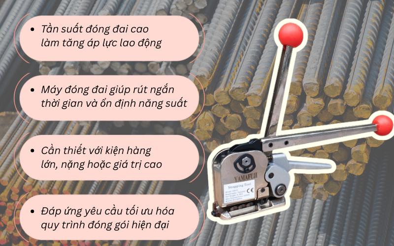 So sánh chi phí đóng đai thép thủ công và dùng máy