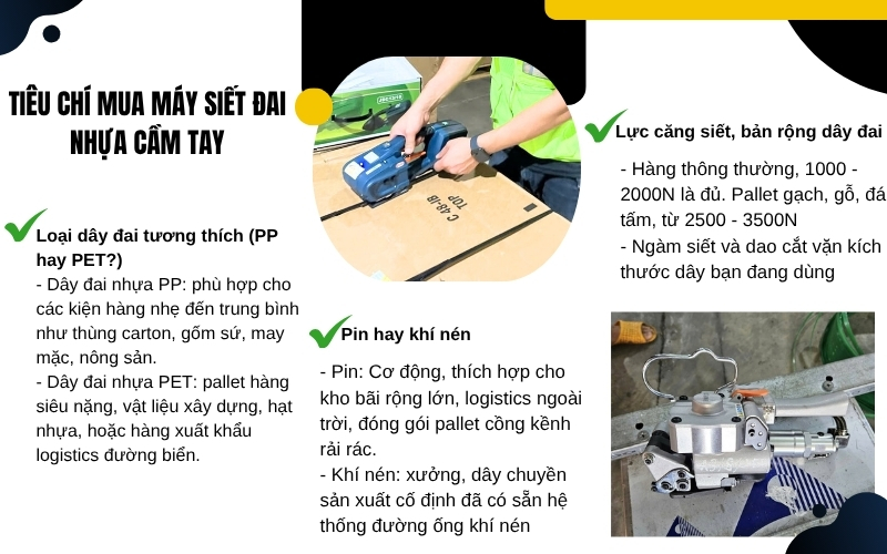 tiêu chí mua máy siết đai nhựa cầm tay