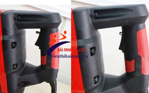 tay cầm cùng với chốt cài ngày tay cầm để quá trình khoan đục tự động dễ dàng hơn