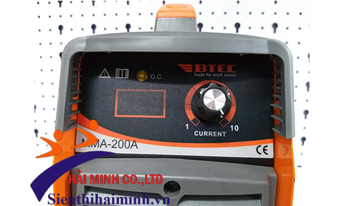 Núm điều chỉnh và hiển thị dòng hàn máy hàn BTEC Inverter MMA-200A