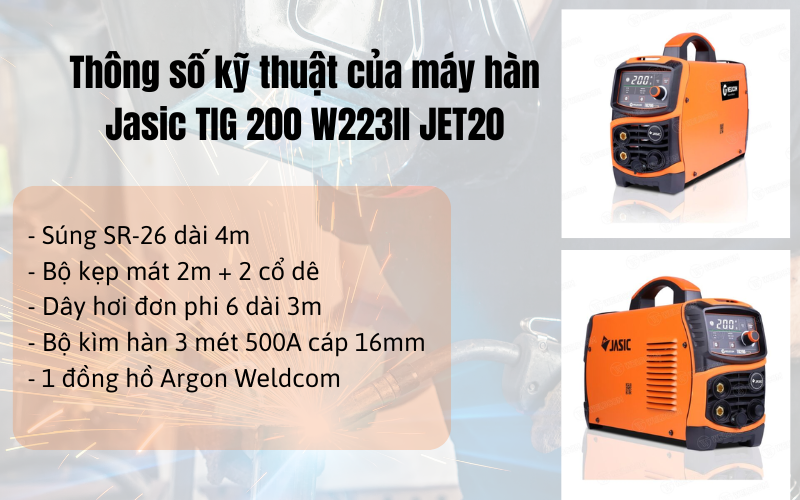 Máy hàn Jasic TIG 200 W223II JET20(chức năng TIG/QUE)