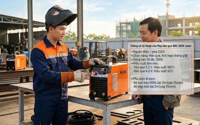 Thông số kỹ thuật của Máy hàn que ARC 250V Jasic