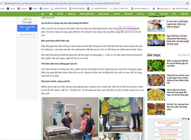  Lợi ích bảo quản thực phẩm bằng máy hút chân không Hải Minh