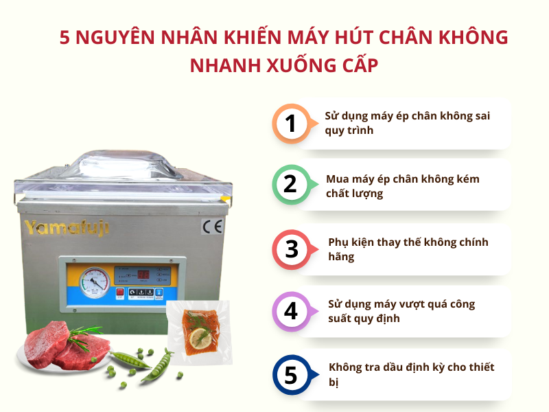 5 nguyên nhân khiến máy hút chân không nhanh xuống cấp