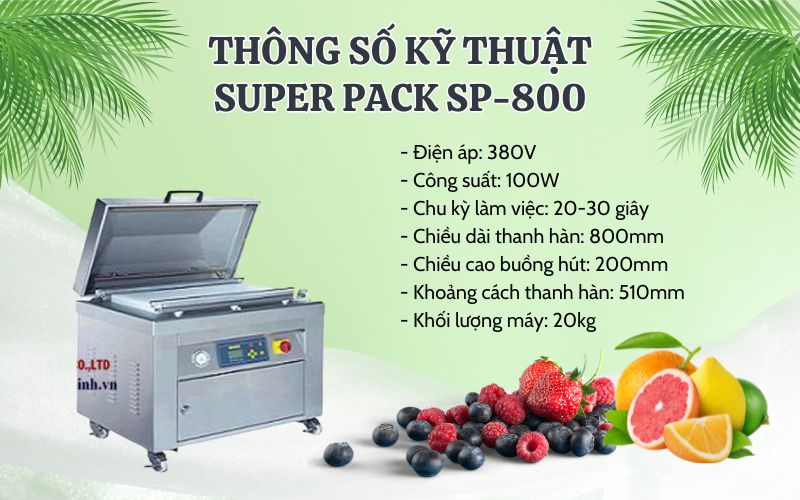 Thông số kỹ thuật của máy hút chân không SP-800