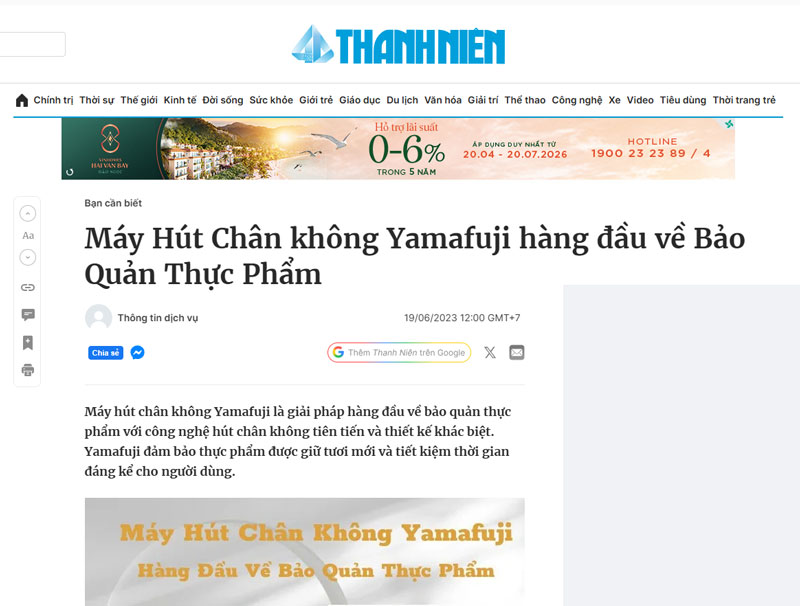 Báo chí nói gì về máy hút chân không siêu thị Hải Minh 
