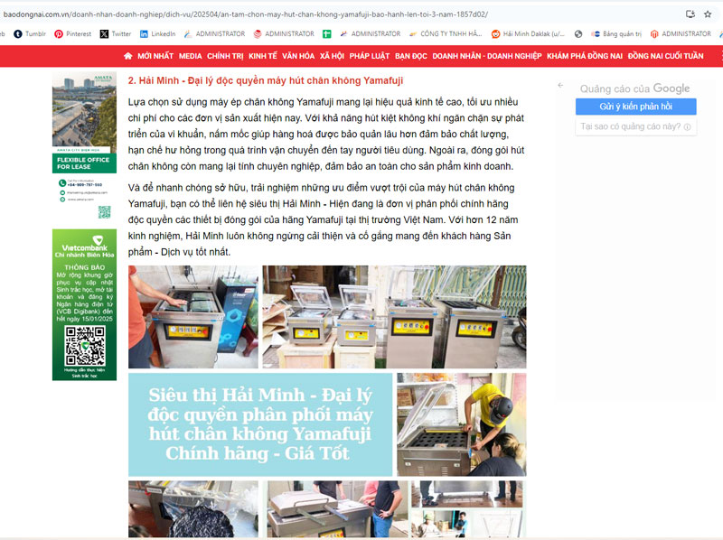 Hải Minh - Đại lý độc quyền phân phối máy hút chân không Yamafuji 