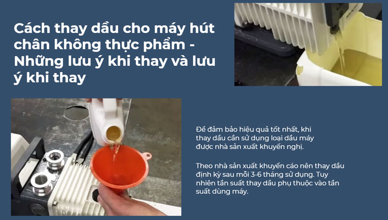 Cách thay dầu cho máy hút chân không thực phẩm - Những lưu ý khi thay và lưu ý khi thay