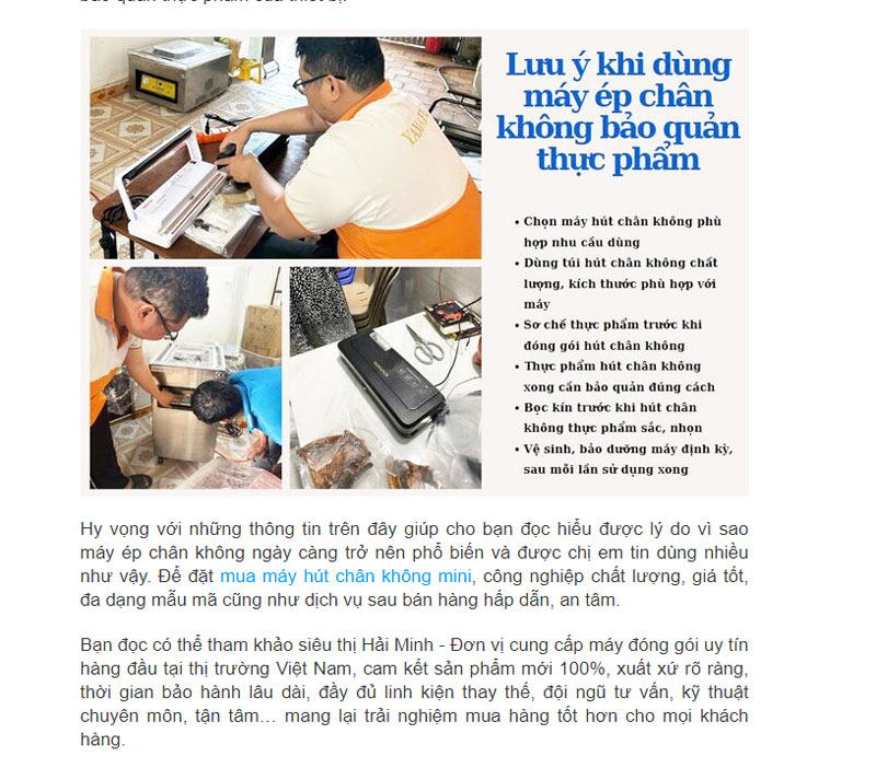 Lưu ý khi dùng máy ép chân không bảo quản thực phẩm