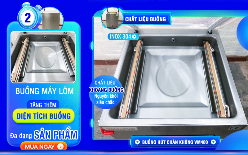 khoang buồng Máy hút chân không Yamafuji VM400CB (inox 304)