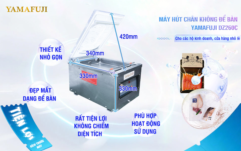 kích thước máy hút chân không dz260