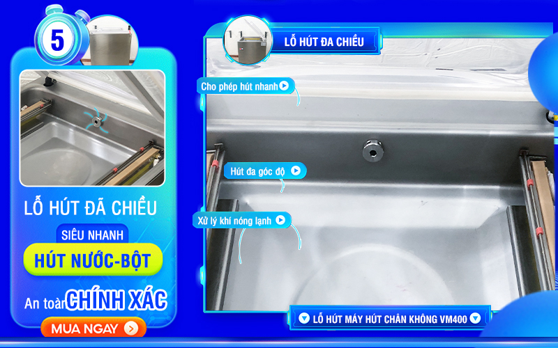 lỗ hút đa điểm Máy hút chân không Yamafuji VM400CB (inox 304)