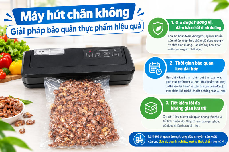Máy hút chân không - giải pháp bảo quản thực phẩm hiệu quả