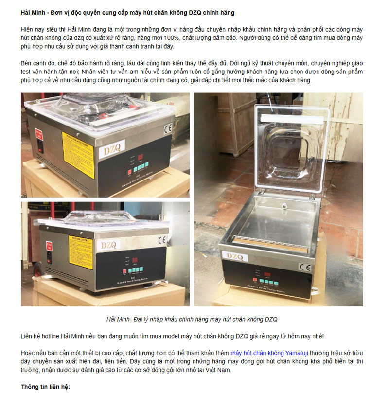 Hải Minh - Đơn vị độc quyền cung cấp máy hút chân không DZQ chính hãng