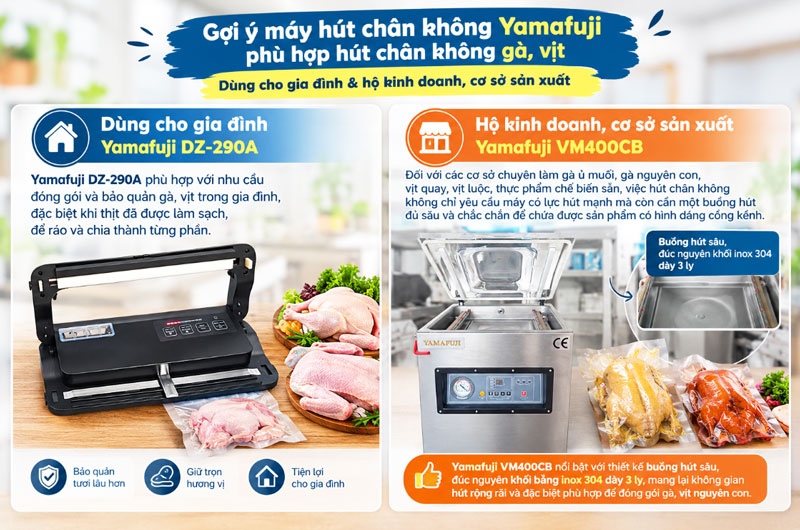 Gợi ý máy hút chân không Yamafuji phù hợp hút chân không gà, vịt