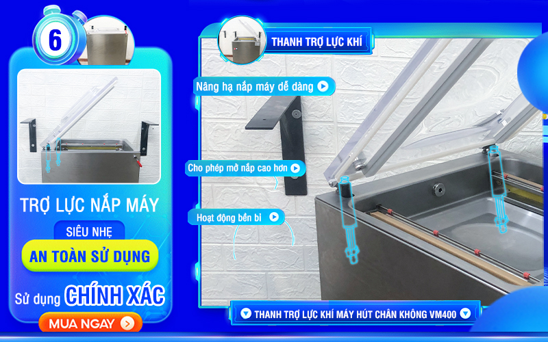 thanh trợ lực thanh cài Máy hút chân không Yamafuji VM400CB (inox 304)