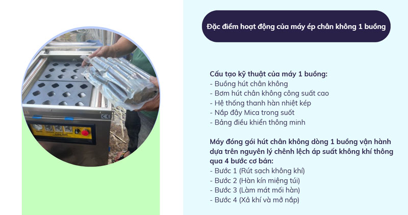 Đặc điểm hoạt động của máy ép chân không 1 buồng