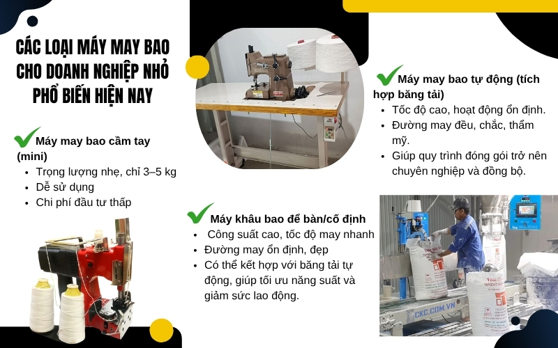 Các loại máy may bao cho doanh nghiệp nhỏ phổ biến hiện nay
