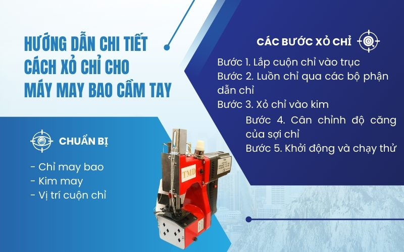 Hướng dẫn chi tiết cách xỏ chỉ cho máy may bao cầm tay