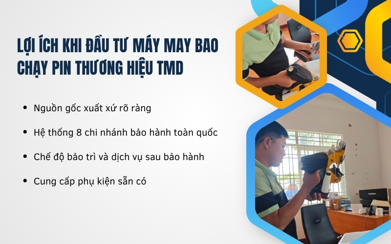 Lợi ích khi đầu tư máy may bao chạy pin thương hiệu TMD