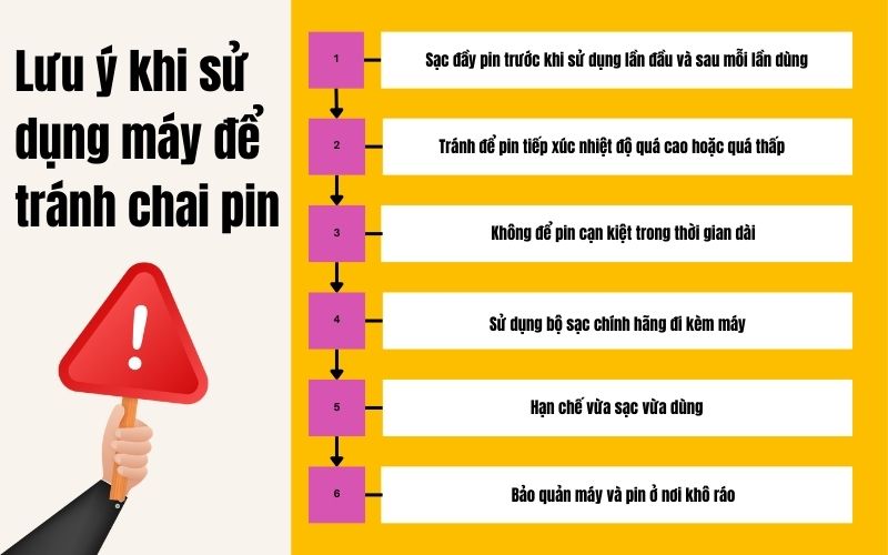 Lưu ý khi sử dụng máy để tránh chai pin