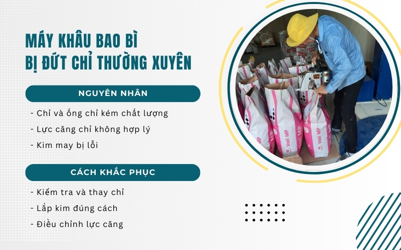 Máy khâu bao bì bị đứt chỉ thường xuyên