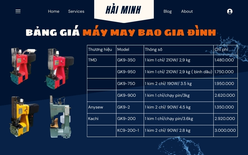 Bảng giá máy may miệng bao năm 2024 tại Hải Minh
