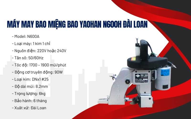 Máy may bao miệng bao Yaohan N600H Đài Loan