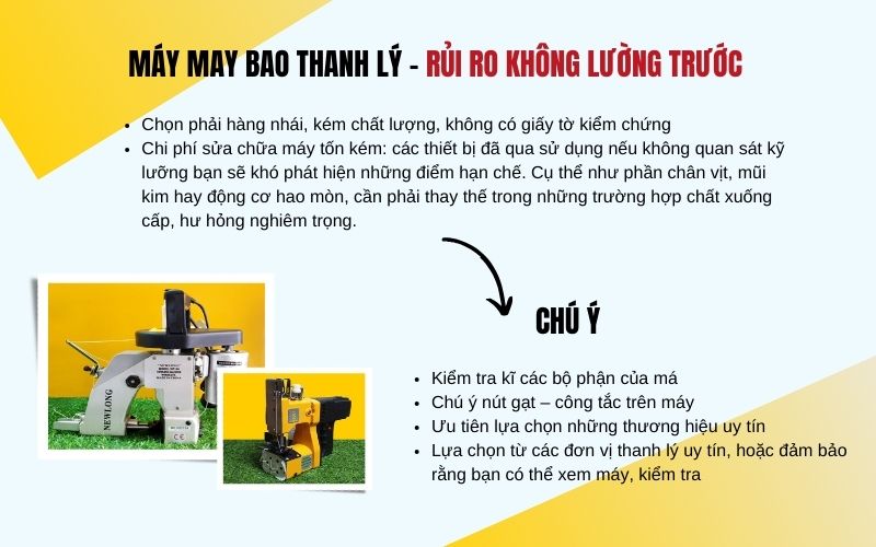 Máy may bao thanh lý – rủi ro không lường trước