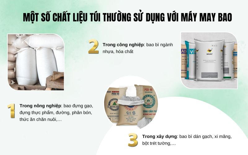 Một số chất liệu túi thường sử dụng với máy may bao