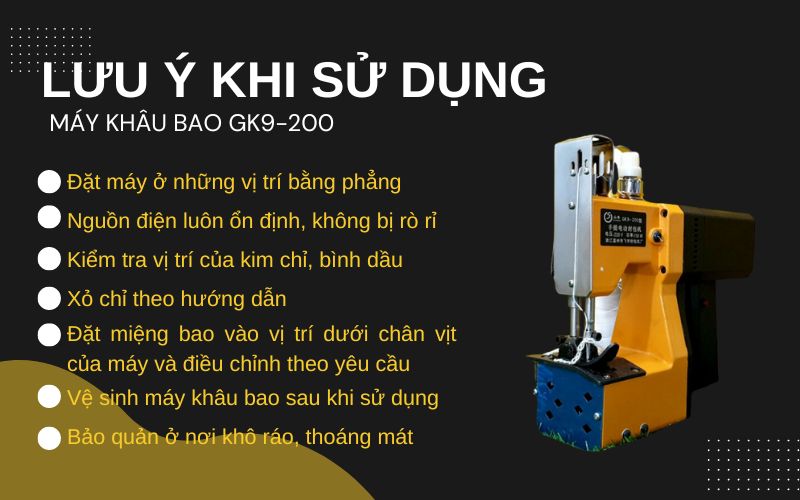Một số lưu ý khi sử dụng máy khâu bao GK9-200