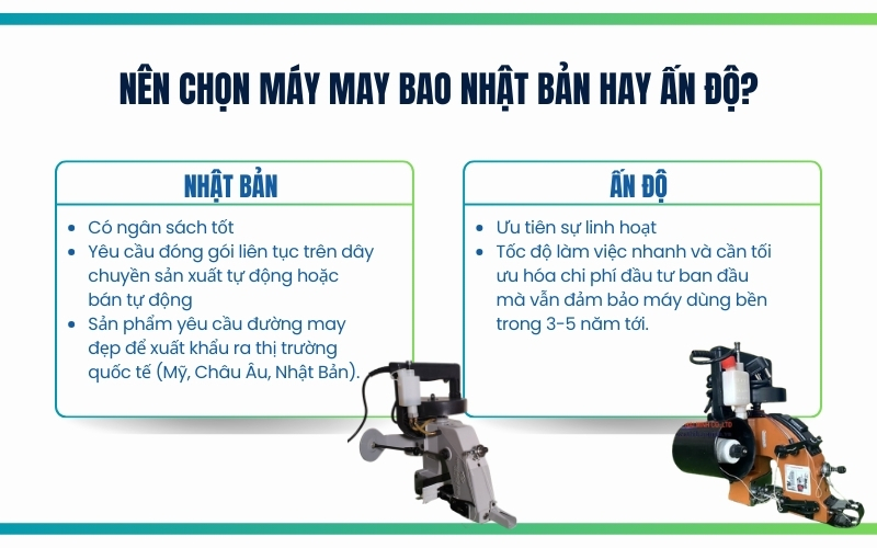 Nên chọn máy may bao Nhật Bản hay Ấn Độ?