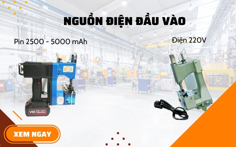 Nguồn điện giữa máy khâu bao chạy pin và chạy điện