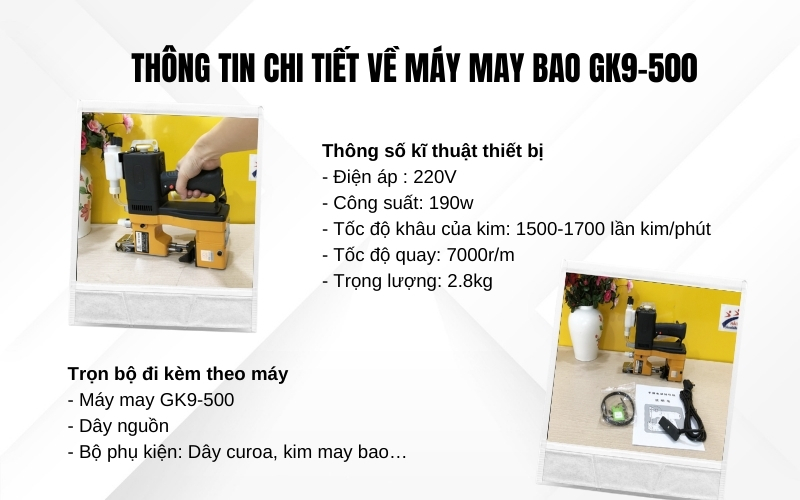 Thông tin chi tiết về máy may bao GK9-500