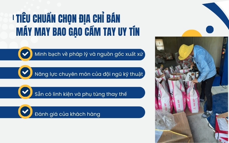 Tiêu chuẩn chọn địa chỉ bán máy may bao gạo cầm tay uy tín